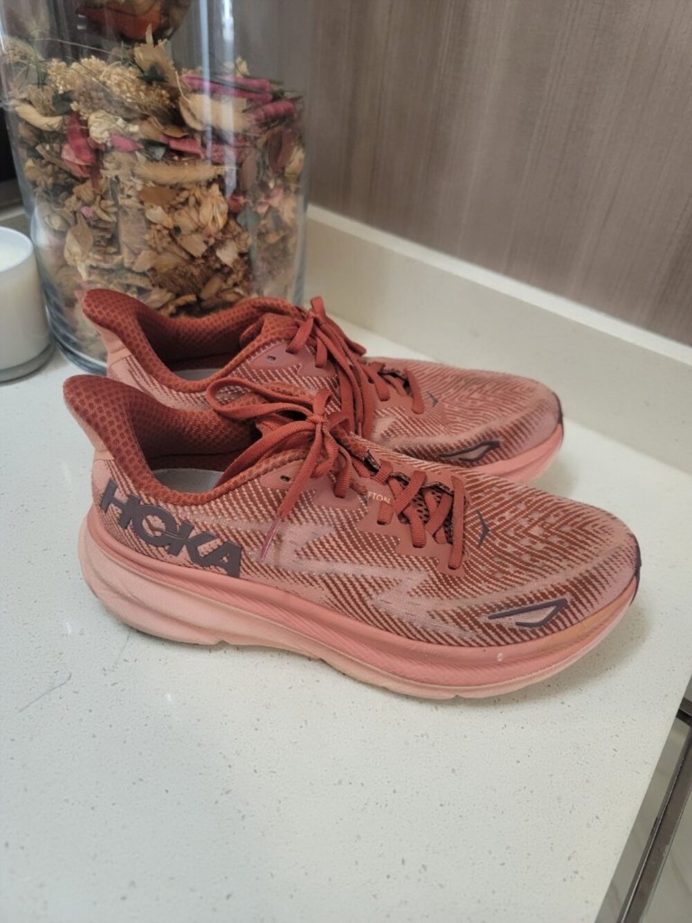 Hoka Clifton 9 Casual Running Shoes Sz 9 B Women's Rust - Picture 4 of 11